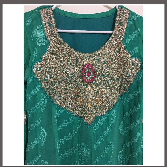 Indian Embroidered Anarkali 3pc long dress small - Picture 3 of 5